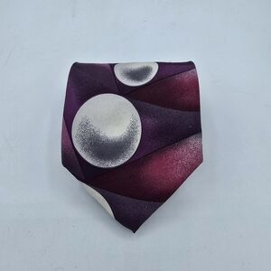 FERRACCI Necktie Tie Silk Black Maroon Gold Made USA Paisley Abstract 63"L